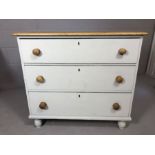 Pine Chest of three drawers painted Grey