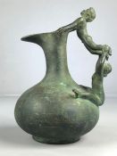 19th Century Antique Bronze Wine Ewer with two young acrobats forming the handle possibly a Grand