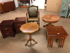 Collection of good modern reproduction furniture to include nest of tables, side tables and a pair