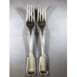 A pair of George IV silver hallmarked forks, by William Chawner II, London 1830