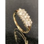 9ct Gold Diamond Cluster ring with three rows (nineteen Diamonds in total) of Diamonds approx