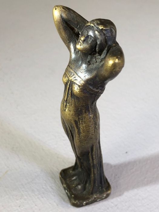 Art Nouveau Bronze figure of a young lady with hands behind her head approx 10cm tall - Image 6 of 6