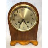 Unmarked eight day mantel clock (probably German), gongs on the hour, serviced 2020