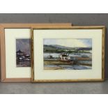 WYN APPLEFORD, watercolour of estuary scene, signed lower right, approx 34cm x 22cm along with RAY