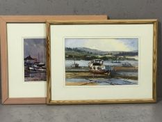 WYN APPLEFORD, watercolour of estuary scene, signed lower right, approx 34cm x 22cm along with RAY