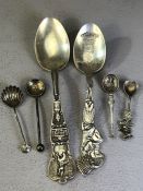 Two American silver spoons both marked sterling and four smaller silver spoons