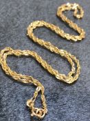 9ct Gold chain approx 49cm long & 2.3g