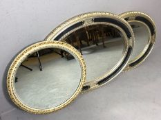 Collection of three decorative mirrors the largest approx 86cm x 65cm
