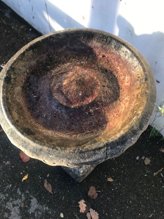 Stone birdbath supported by a figure of a child, approx 87cm in height - Image 5 of 5