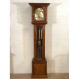 Modern German movement longcase clock in solid oak case