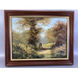 LES PARSON, oil on canvas of a countryside scene, signed lower left, approx 39cm x 29cm
