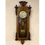 Weight-driven Vienna clock, German origin, c.1890, timepiece only, good working order