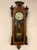 Weight-driven Vienna clock, German origin, c.1890, timepiece only, good working order