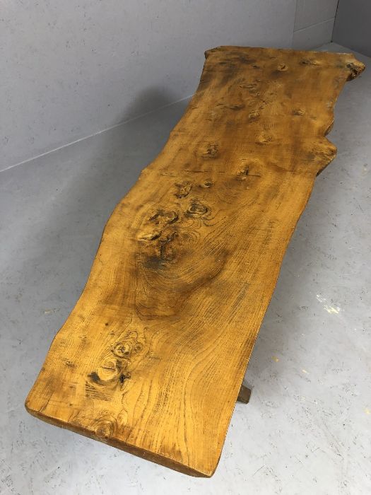 Large rustic coffee table, the top a section of a tree trunk, approx 163cm x 65cm x 48cm tall - Image 3 of 3