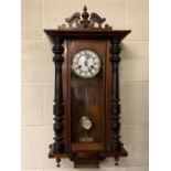 Spring-driven Vienna clock, German-made c.1900, gongs on the hour and half hour, good working order,