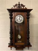 Spring-driven Vienna clock, German-made c.1900, gongs on the hour and half hour, good working order,