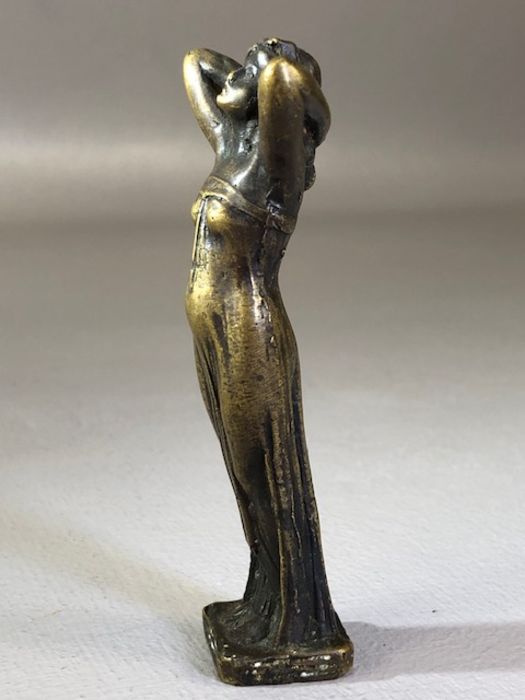 Art Nouveau Bronze figure of a young lady with hands behind her head approx 10cm tall - Image 5 of 6