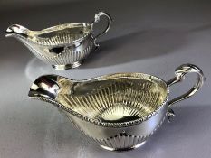 Pair of George III Hallmarked Silver Sauce boats London 1772 by maker Charles Wright (height to