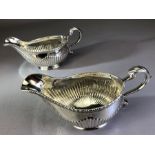 Pair of George III Hallmarked Silver Sauce boats London 1772 by maker Charles Wright (height to