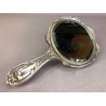 Antique Silver vanity Mirror marked Sterling approx 23cm in length