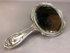 Antique Silver vanity Mirror marked Sterling approx 23cm in length