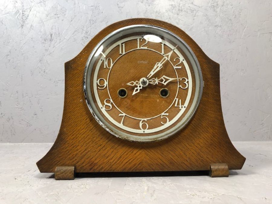 Collection of three wooden cased mantel clocks - Image 3 of 4