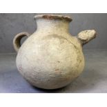 Ancient Roman jug with Rams head spout, approx 15cm tall