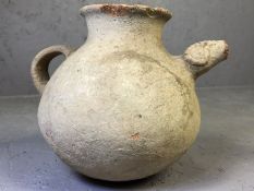 Ancient Roman jug with Rams head spout, approx 15cm tall
