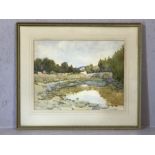 H SCHRADER, watercolour of a river scene, signed bottom left, approx 54cm x 41cm