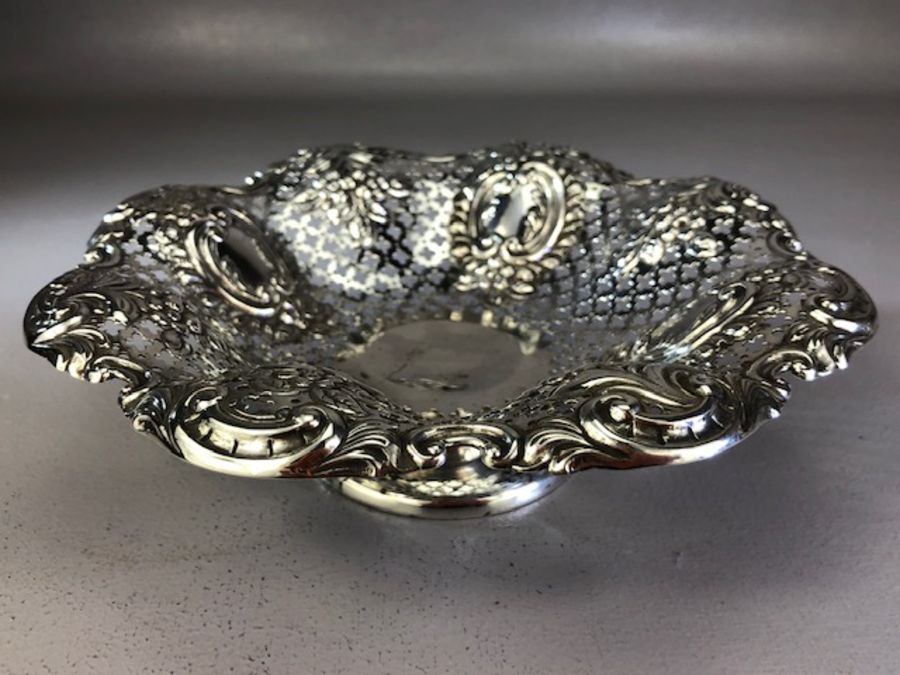 Victorian Silver Hallmarked Bon Bon Dish on circular foot Sheffield 1896 by M Bros approx 20cm - Image 2 of 6