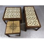 Three G-Plan Mid Century retro coffee tables with tiled tops, the largest approx 110cms x 50cms x