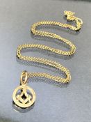 Fine 9ct Gold chain with hallmarked 9ct Masonic pendant total weight approx 2.6g