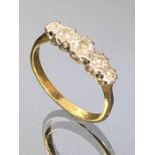 Five Stone Diamond ring on 18ct Gold Band approx size 'R'
