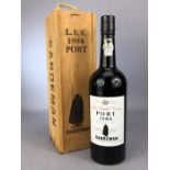 Bottle of Sandeman Late Bottled Vintage Port 1984 in Original Wooden Case