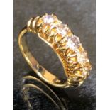 14ct marked 585 Gold five stone diamond ring size 'M'