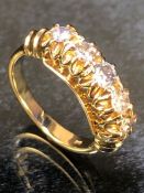 14ct marked 585 Gold five stone diamond ring size 'M'