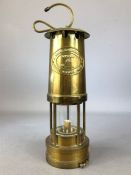 Brass miner's lamp by E Thomas & Williams Ltd, no192 248156, approx 25cm in height