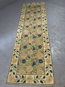 Kashmiri hand stitched wool chain rug, approx 225cm x 70cm