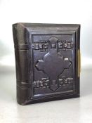 Victorian Leather Bound with brass clasp Photograph album containing many Victorian Framed