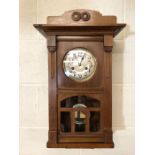 Kienzle German wall clock c.1920s, Harvey Nicholls label to reverse, strikes on hour and half