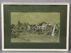 OWEN WILLIAMS, 'The White Swan, Twickenham', pastel, signed lower right, approx 53cm x 33cm