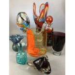 Collection of eight pieces of art glass to include Murano