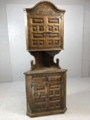 Heavily carved corner cupboard, approx 190cm in height