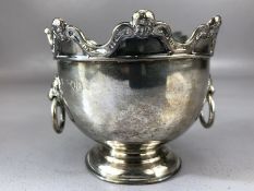 Silver hallmarked for London 1896 Victorian twin handled bowl with Lion head ring handles by maker