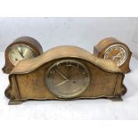 Collection of three wooden cased mantel clocks