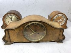 Collection of three wooden cased mantel clocks