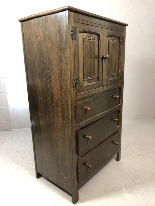 Dark wooden storage unit / linen cupboard with three drawers and cupboard over, approx 79cm x 49cm x - Image 4 of 4