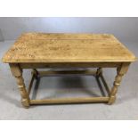 Small pine coffee table, approx 80cm x 46cm x 47cm tall