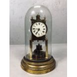 Brass clock under glass dome, incomplete (A/F)