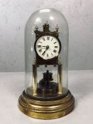 Brass clock under glass dome, incomplete (A/F)